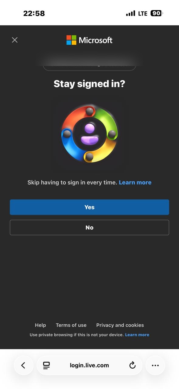 Microsoft login page