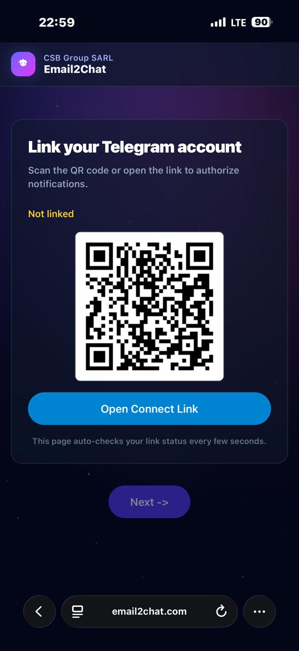 Link Telegram with QR code