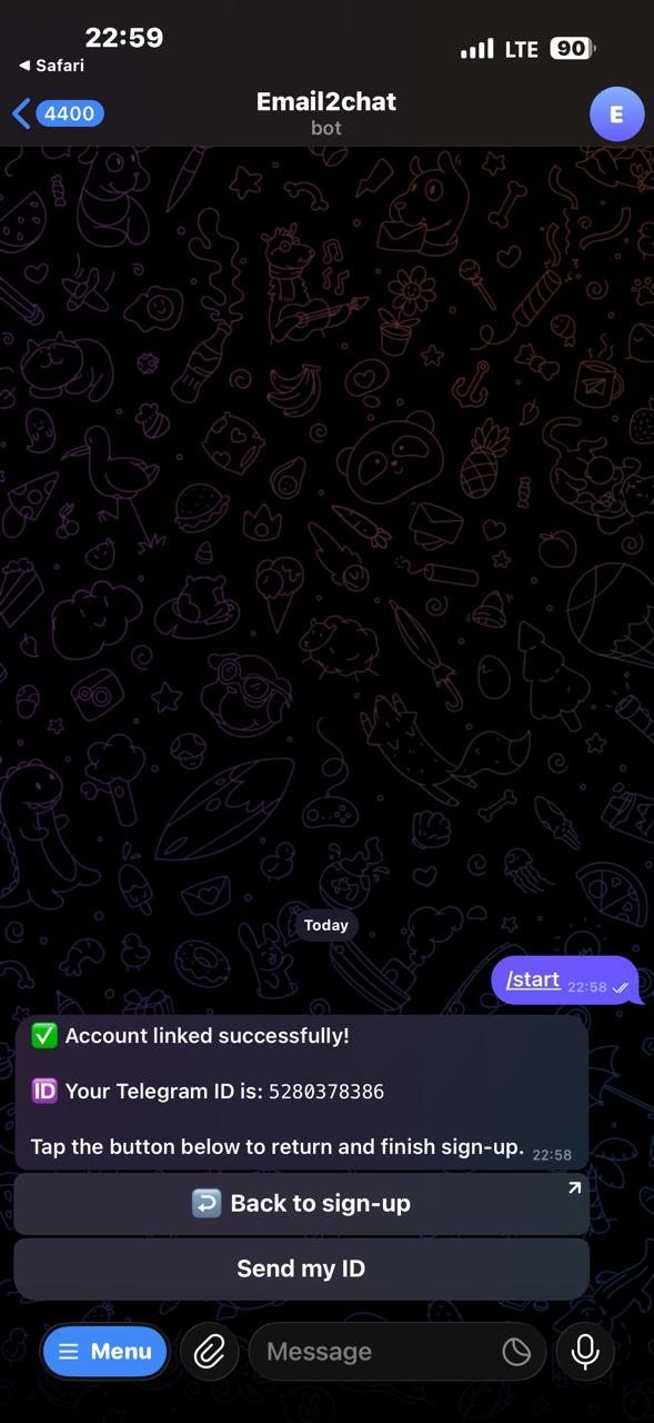 Telegram bot - account linked successfully